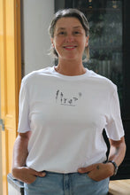 Load image into Gallery viewer, Dancing wildflower embroidered slogan organic t-shirt.