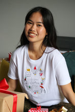 Load image into Gallery viewer, Super festive dogs embroidered t-shirt