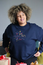 Load image into Gallery viewer, Festive lots of dinos embroidered sweater