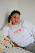 Load image into Gallery viewer, Thank goodness for dogs sweater with dog heart sleeve detail