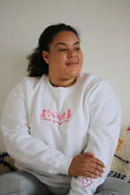 Load image into Gallery viewer, Thank goodness for dogs sweater with dog heart sleeve detail