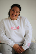 Load image into Gallery viewer, Thank goodness for dogs sweater with dog heart sleeve detail