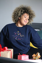 Load image into Gallery viewer, Festive lots of dinos embroidered sweater