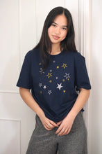 Load image into Gallery viewer, Lots of metallic stars embroidered T-shirt
