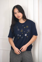Load image into Gallery viewer, Lots of metallic stars embroidered T-shirt
