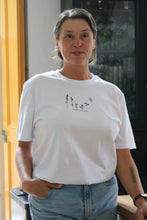 Load image into Gallery viewer, Dancing wildflower embroidered slogan organic t-shirt.