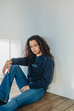 Load image into Gallery viewer, Embroidered trio of colourful moths sweater