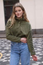 Load image into Gallery viewer, Cropped Fleece with sleeve embroidery