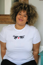 Load image into Gallery viewer, Double Heart Bee embroidered T- shirt