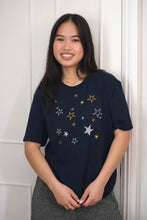 Load image into Gallery viewer, Lots of metallic stars embroidered T-shirt