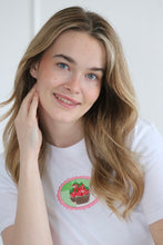 Load image into Gallery viewer, Gingham Strawberry Basket Fitted T-shirt