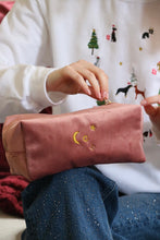 Load image into Gallery viewer, Velvet embroidered Initial Makeup Bag