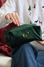 Load image into Gallery viewer, Velvet embroidered Initial Makeup Bag