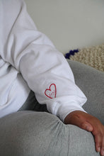 Load image into Gallery viewer, Thank goodness for dogs sweater with dog heart sleeve detail