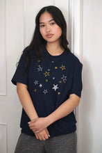 Load image into Gallery viewer, Lots of metallic stars embroidered T-shirt