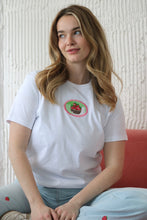 Load image into Gallery viewer, Gingham Strawberry Basket Fitted T-shirt