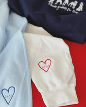 Load image into Gallery viewer, Thank goodness for dogs embroidered sweater with dog heart sleeve detail