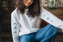 Load image into Gallery viewer, Embroidered trio of moths sleeve sweater