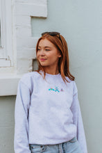 Load image into Gallery viewer, Embroidered trio of colourful moths sweater