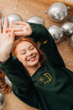 Load image into Gallery viewer, Moon embroidered sweater with star sleeve detail