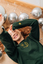 Load image into Gallery viewer, Moon embroidered sweater with star sleeve detail