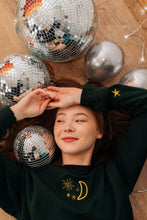 Load image into Gallery viewer, Moon embroidered sweater with star sleeve detail