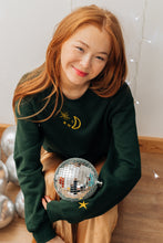 Load image into Gallery viewer, Moon embroidered sweater with star sleeve detail