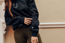 Load image into Gallery viewer, Moon embroidered sweater with star sleeve detail