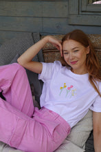Load image into Gallery viewer, Embroidered Trio of Spring flowers T-shirt