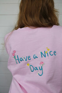 Embroidered Floral ' have a nice day ' back sweater