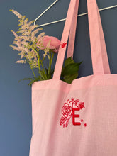 Load image into Gallery viewer, Initial Tote Bag with mini bee strap