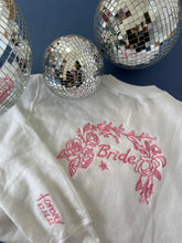 Load image into Gallery viewer, Bride floral bee back sweater with personalised forever sleeve