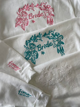 Load image into Gallery viewer, Bride floral bee back sweater with personalised forever sleeve