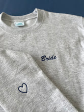 Load image into Gallery viewer, Bride custom name back with heart sleeve sweater