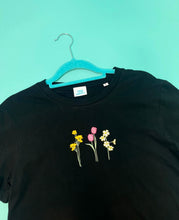 Load image into Gallery viewer, Embroidered trio of Spring flowers T-shirt