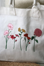 Load image into Gallery viewer, Maxi canvas tote bag with Autumnal Flowers
