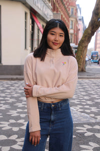 Cropped Fleece with sleeve embroidery