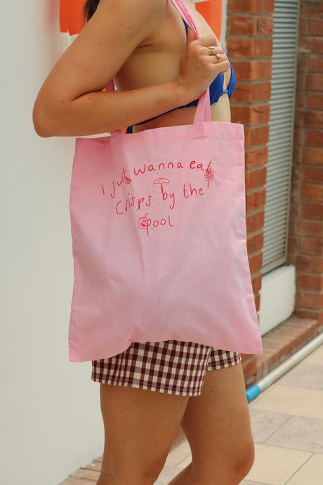 Crisps by the Pool embroidered Tote Bag