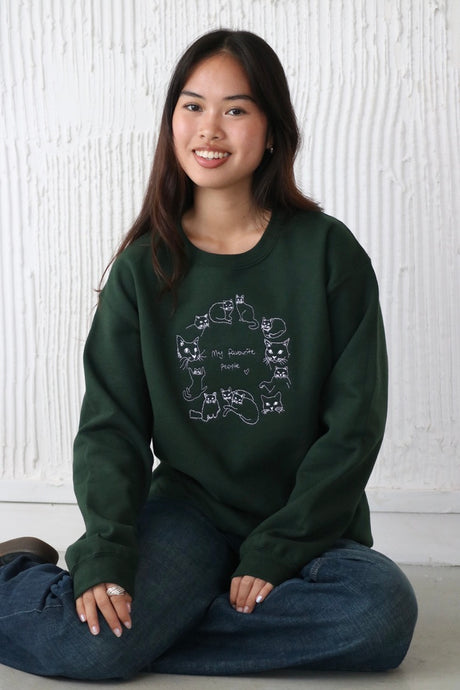 Favourite cat embroidered sweater
