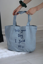 Load image into Gallery viewer, Slogan embroidered denim tote bag