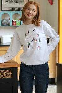 Dogs under the Mistletoe Sweater