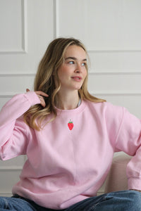 Embroidered Strawberry Sweater