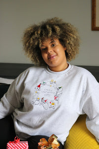 Crazy Christmas Cats embroidered sweater