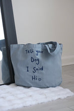 Load image into Gallery viewer, Slogan embroidered denim tote bag