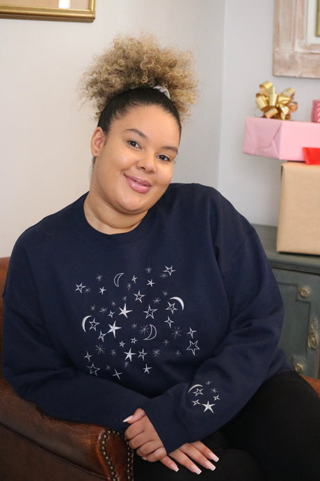 Night sky embroidered sweater