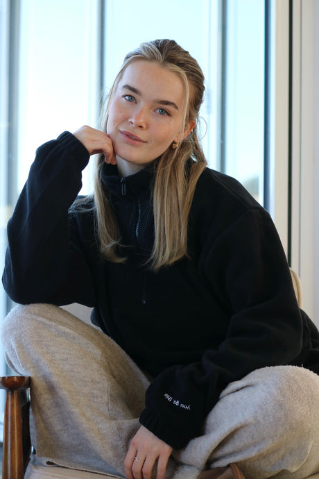 Super cosy fleece half zip with sleeve embroidery
