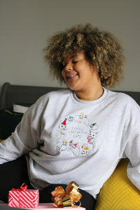 Crazy Christmas Cats embroidered sweater