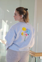 Load image into Gallery viewer, Back hydrangea bunch with flower front Sweater