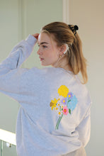 Load image into Gallery viewer, Back hydrangea bunch with flower front Sweater