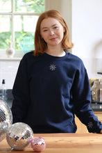 Load image into Gallery viewer, SMALL - Navy Snowflake Sweater